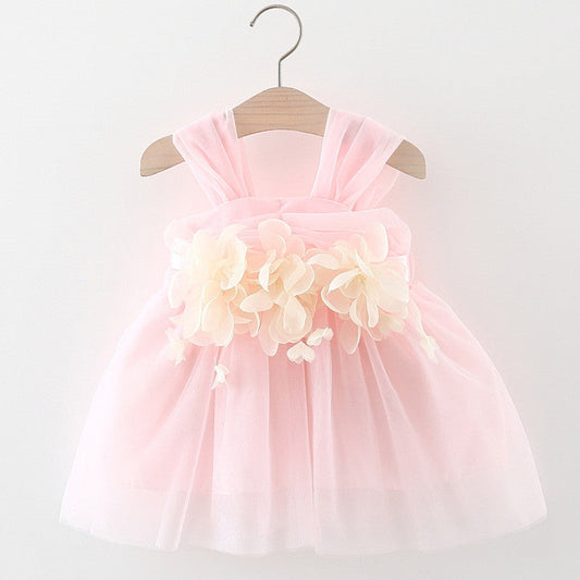 "Baby Girl's Floral Patch Mesh Princess Dress"