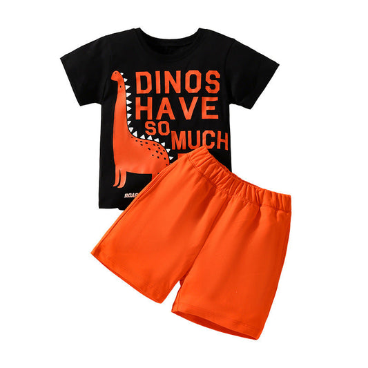 "Baby Boys' Dinosaur Print Short Sleeve Top and Shorts Set"