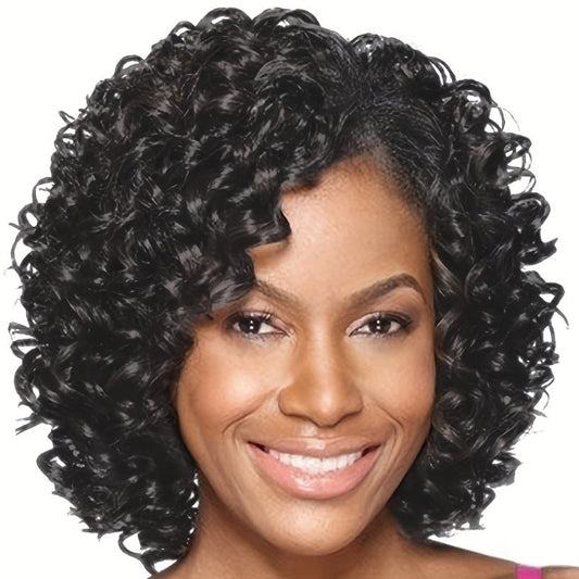 "Flawless Curls: 14 Inch Side Part Wavy Curly Hair Wig - Perfect for Daily Wear"