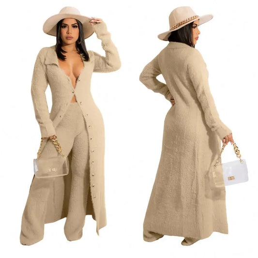 "Cozy Up in Style with our Cardigan Two-Piece Sweatpants Set for Winter"