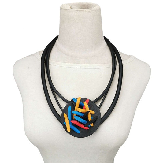 "Artisan Majesty: Handmade Multicolor Pendant Necklace"